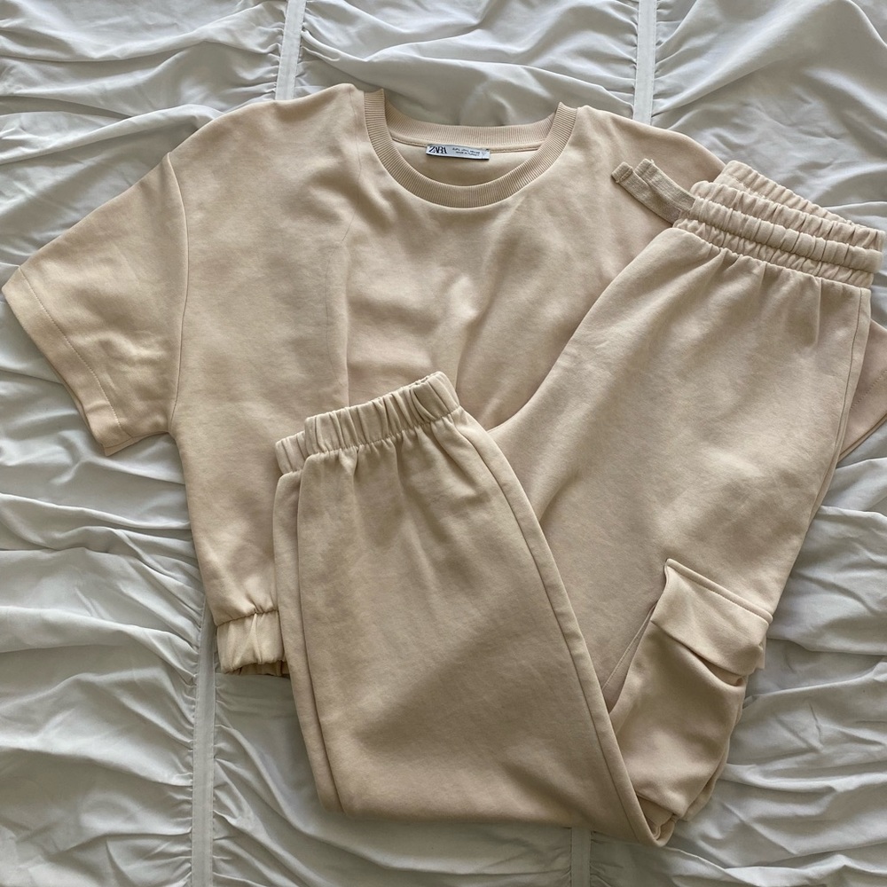 Beige Zara Two Piece Set